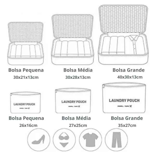 Kit 6 Bolsas Organizadoras (Compre 3 Leve 6) - Essential Bag