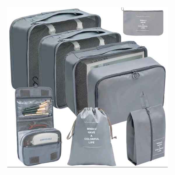 Kit 8 Bolsas Organizadoras para Mala de Viagem - Essential Bag